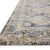 Gaia Denim rug corner view showing low pile texture and layered color variation
