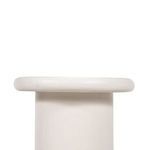 Zach End Table side profile revealing the cylindrical base and rounded tabletop with bullnose edging