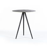 Trula end table with hammered black finish, full view showing texture on top and legs