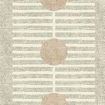 Nomalanga linen peel and stick wallpaper with taupe dotted circles and horizontal line patterns on a light beige background