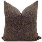 Square almond jumper pillow cover with textured brown woven fabric and subtle chevron pattern