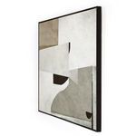 Angled side view showing black maple frame depth of abstract landscape painting