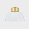 Lakeside Flush Mount ceiling light with opal inner diffuser, clear glass outer bowl, and aged brass canopy