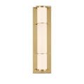 Blaine wall sconce front view with lit warm milky glass diffuser