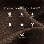 Graphic depicting Belgian Linen features including hypoallergenic, biodegradable, and carbon-neutral certifications
