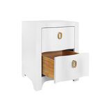 Helena Side Table with bottom drawer open revealing natural wood interior