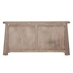 Back view of Marci Sideboard revealing plain wood paneling and slightly tapered legs