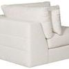 Right side angle highlighting tapered armrest and layered upholstery detail of sectional corner piece