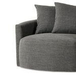 Soft fabric texture close-up with visible weave and muted smoke grey color