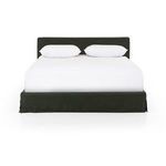 Alternate front view angle showcasing the bed frame proportions and slipcover finish