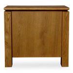 Back view of Brook nightstand showing solid oak panel and leg structure