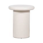 Zach End Table front view highlighting the rounded tabletop with bullnose edging and cylindrical base