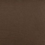 Full headboard covered in smooth coffee brown linen slipcover without decorations