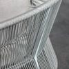 Close-up of silver-grey all-weather rope pattern tightly hand-wrapped on daybed frame