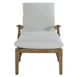 Rear view of Croquet Teak Chaise without cushions showing vertical wood slats on backrest