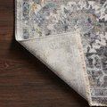 Corner of Samra Grey / Multi Rug showing the beige woven underside and fringed edge