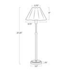 Technical drawing with dimensions of Polly Natural Brass Buffet Lamp and scalloped shade