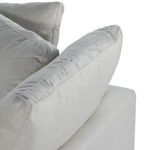 Close-up detail of plush back cushion stitching and fabric texture