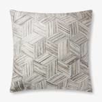 Grey / Multi Woven Chenille Printed Faux Hide Lattice Poly Filled Floor Pillow image 1