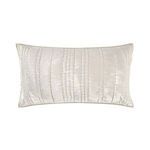 Oyster gray velvet fabric sham with classic channel-stitched linear pattern and bright sheen in rectangular shape