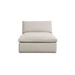 Miles Outdoor Chaise with beige fade-resistant Olefin fabric and thick quick-dry foam cushions on aluminum frame