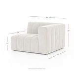 Alternate rear angle of Langham sandstone sectional highlighting channel stitching on back panels