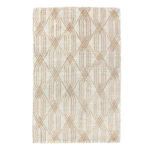 rectangular sandy color jute blend area rug with handwoven diamond-lattice pattern in natural tones