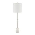 Craquelle Table Lamp with slim polished nickel stem and white fabric shade, front view