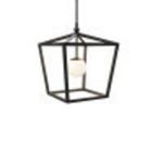 Slightly blurred perspective showing side angle of lantern with focus on curved globe and metal frame