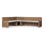 Rear angle showing full L-shaped rattan frame without cushions on Senna Dining Banquette