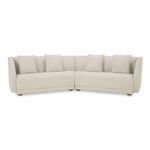 Cream-colored Fraser 2 Piece Modular Sofa with curved armrests, plush cushions, and minimalist wooden base