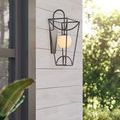 Front view of Rochefort sconce with unlit opaque white globe and crisp black metal frame