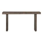 Monterey console table in matte driftwood finish with solid-panel base and clean rustic lines
