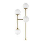 Armstrong 4 L Sconce front view on white background emphasizing globe arrangement and brass detailing