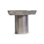 Table viewed from the opposite side showing wider side of the shaped pedestal base