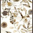 Warm-toned botanical painting with golden-brown leaves and floral elements on white background, framed in dark espresso