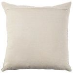 Back view of pillow with plain beige fabric and concealed zipper closure along top edge