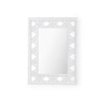 Rectangular Clara Mirror with ghost white open lattice frame and smooth reflective glass