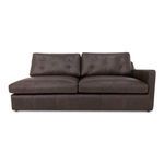 Thurlow Right Arm Facing Sofa in espresso brown top-grain leather with tufted back cushions and sloped arm on right side