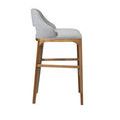 Side profile of Inga Stool revealing height and supportive arm curve on backrest