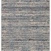 Modern striped blue and gray area rug with distressed pattern and cream fringe, 10 by 14 feet