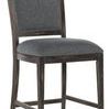 Beaumont Hardwood & Fabric Counter Stool with slate fabric upholstery and distressed French Press wood frame accented by b...