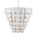 Overhead front view of Tulum chandelier with chain and disc rows visible