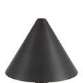 Close-up angled view of brushed metal texture on the conical lampshade