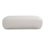 Marion Rectangular Ottoman in light beige fabric with plump curved form and recessed base for floating look