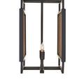 Elevated view from below showing internal bulb and symmetrical black frame structure