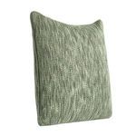 Square side view showing plush depth of Sharma Cotton Blend Throw Pillow with blended green fibers