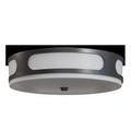 Swale Outdoor Flush Mount with opaque finish on glass diffuser and black powder-coated metal frame