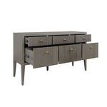 Palmer Fluted Buffet with drawers open exposing smooth interior storage and metal slide hardware