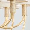 Close-up detail of abaca-wrapped metal arm sections under linen shade on Warrensburg Chandelier.